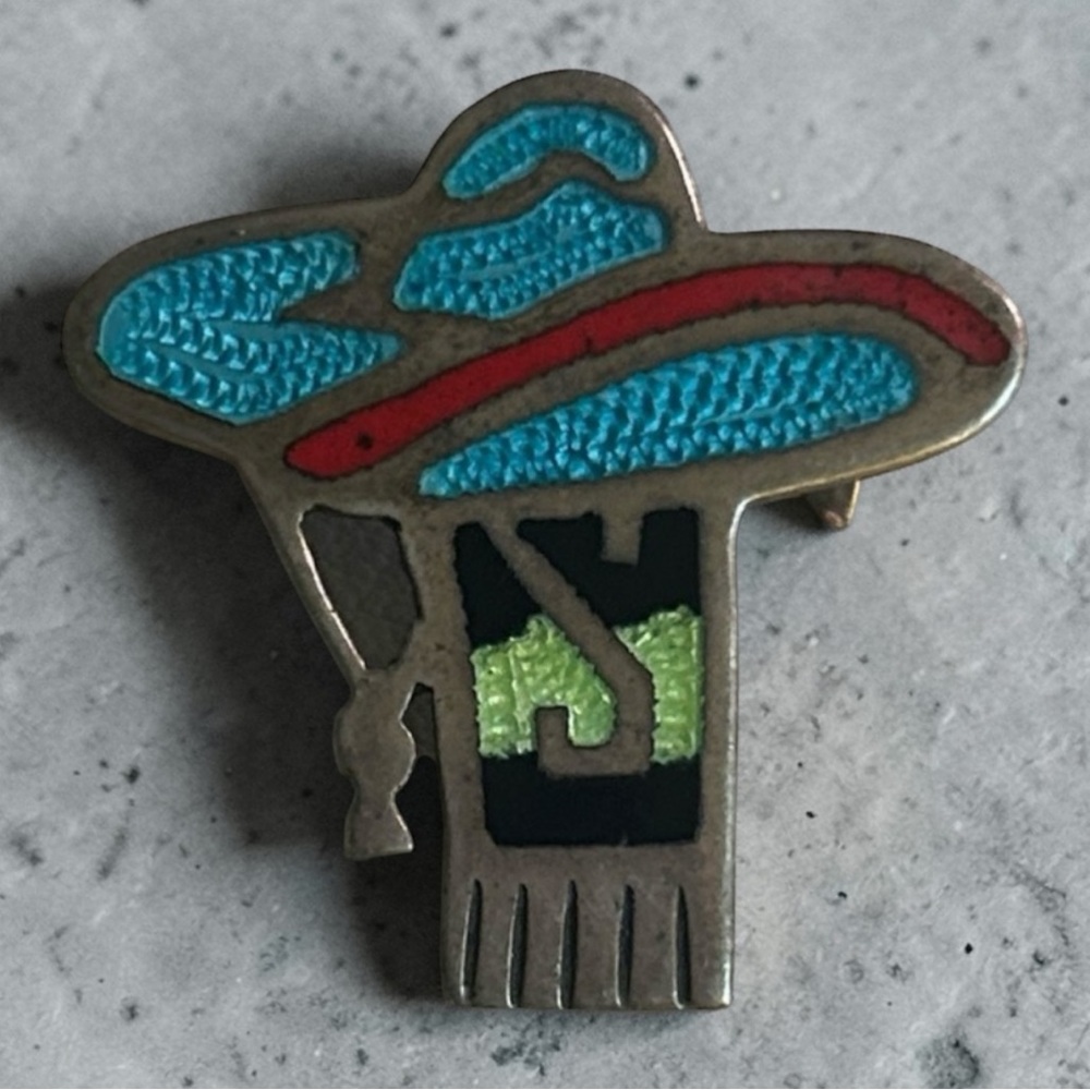 Vintage Taxco Signed Sterling Silver Mexico Sombrero Brooch